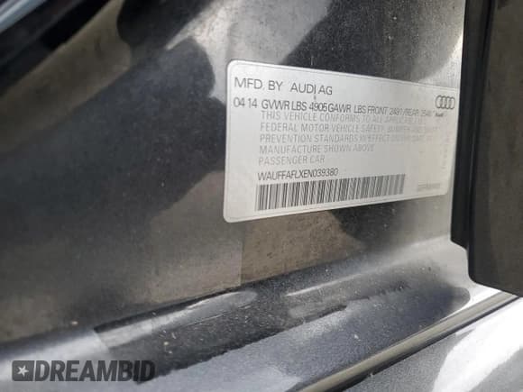 ✅ 2014 Audi A4 Premium Plus • VIN: WAUFFAFLXEN039380 • Lot: 84801115. Wystawiony na Copart z przebiegiem 111 081 mil. Bezpłatny archiwum sprzedaży aukcyjnych z USA i szczegółowy raport historii pojazdu na DreamBid. Zdjęcie 12.