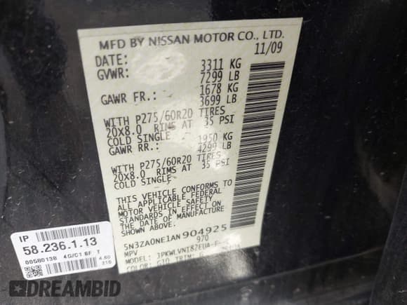 ✅ 2010 Infiniti QX56 • VIN: 5N3ZA0NE1AN904925 • Lot: 43481727. Wystawiony na IAAI z przebiegiem 149 877 mil. Bezpłatny archiwum sprzedaży aukcyjnych z USA i szczegółowy raport historii pojazdu na DreamBid. Zdjęcie 9.