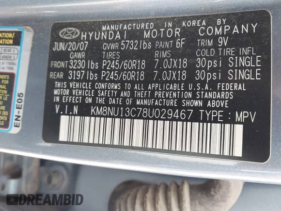 ✅ 2008 Hyundai Veracruz GLS • VIN: KM8NU13C78U029467 • Lot: 43572465. Listed on IAAI with 139,306 mi miles. Access the free auction sales archive from the USA and view a detailed vehicle history report at DreamBid. Image 9.