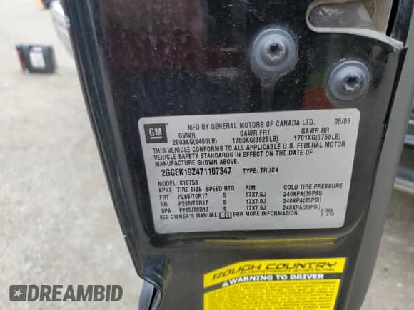 2007 Chevrolet Silverado 1500 with VIN 2GCEK19Z471107347, listed as a Copart auction lot 85774164 with 270,811 mi miles and Salvage title. Bid and sale history available at DreamBid. Image 12.