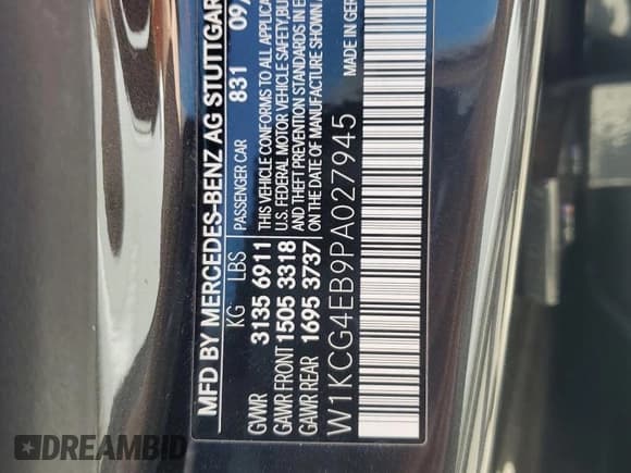 ✅ 2023 Mercedes-Benz EQS 580 • VIN: W1KCG4EB9PA027945 • Лот: 52122015. Опубликован ранее на Copart с пробегом 22 663 миль. Бесплатный доступ к архиву аукционных продаж из США и подробный отчёт об истории автомобиля на DreamBid. Изображение 12.