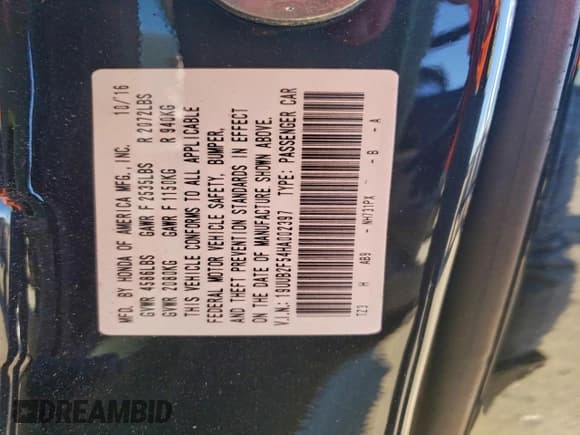 ✅ 2017 Acura TLX V6 w/Technology Pkg • VIN: 19UUB2F54HA002397 • Lot: 95313635. Listed on Copart with 115,502 mi. Free auction sales archive from the USA and detailed vehicle history report at DreamBid. Image 12.