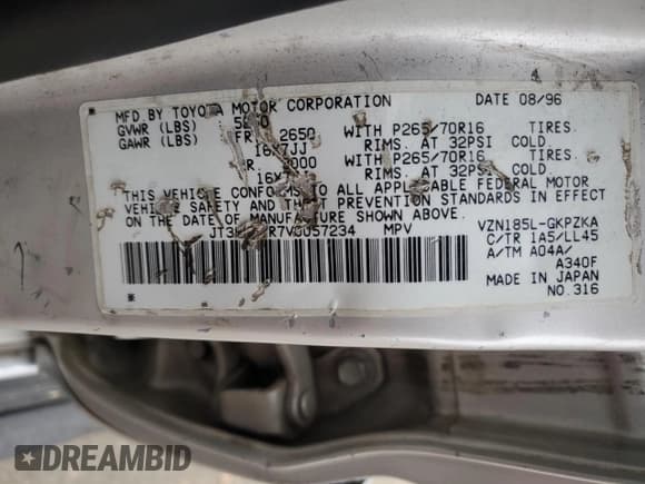 ✅ 1997 Toyota 4Runner Limited • VIN: JT3HN87R7V0057234 • Lot: 90548845. Wystawiony na Copart z przebiegiem 279 306 mil. Bezpłatny archiwum sprzedaży aukcyjnych z USA i szczegółowy raport historii pojazdu na DreamBid. Zdjęcie 14.