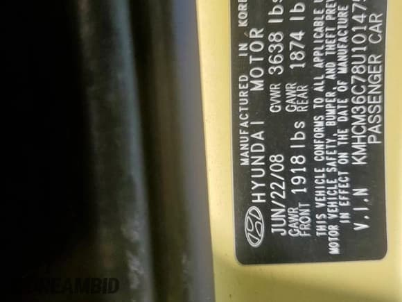 ✅ 2008 Hyundai Accent GS • VIN: KMHCM36C78U101475 • Lot: 61067955. Listed on Copart with 167,292 mi. Free auction sales archive from the USA and detailed vehicle history report at DreamBid. Image 13.