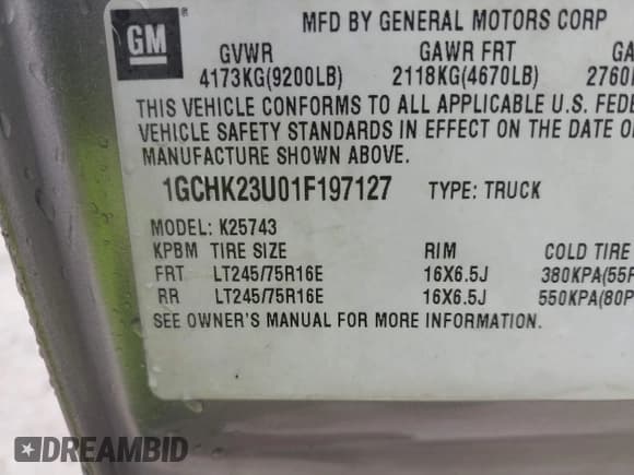 ✅ 2001 Chevrolet Silverado 2500HD LS • VIN: 1GCHK23U01F197127 • Лот: 42894034. Опубликован ранее на IAAI с пробегом 423 848 миль. Бесплатный доступ к архиву аукционных продаж из США и подробный отчёт об истории автомобиля на DreamBid. Изображение 9.