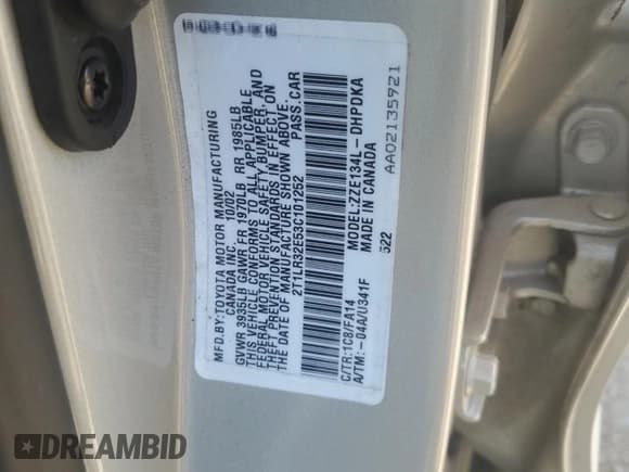 ✅ 2003 Toyota Matrix Std • VIN: 2T1LR32E53C101252 • Lot: 52688775. Wystawiony na Copart z przebiegiem Nie podano. Bezpłatny archiwum sprzedaży aukcyjnych z USA i szczegółowy raport historii pojazdu na DreamBid. Zdjęcie 12.