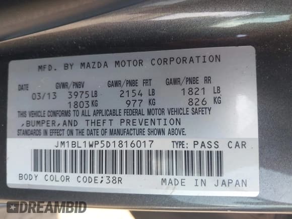 ✅ 2013 Mazda 3 i Grand Touring • VIN: JM1BL1WP5D1816017 • Lot: 42938828. Wystawiony na IAAI z przebiegiem 122 692 mil. Bezpłatny archiwum sprzedaży aukcyjnych z USA i szczegółowy raport historii pojazdu na DreamBid. Zdjęcie 9.