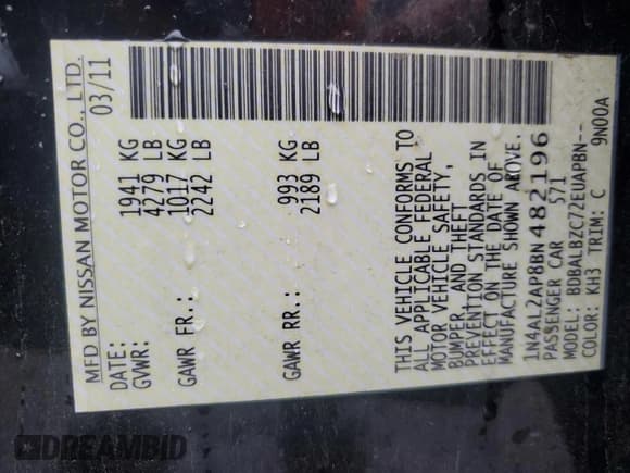 ✅ 2011 Nissan Altima S • VIN: 1N4AL2AP8BN482196 • Lot: 85735225. Wystawiony na Copart z przebiegiem 102 752 mil. Bezpłatny archiwum sprzedaży aukcyjnych z USA i szczegółowy raport historii pojazdu na DreamBid. Zdjęcie 12.