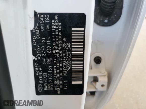 ✅ 2023 Hyundai Venue SEL • VIN: KMHRC8A3XPU252858 • Lot: 73125294. Listed on Copart with 17,967 mi. Free auction sales archive from the USA and detailed vehicle history report at DreamBid. Image 14.