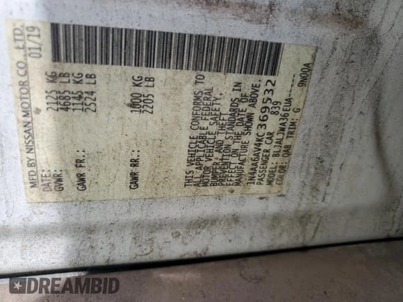 ✅ 2019 Nissan Maxima SL • VIN: 1N4AA6AV4KC369532 • Lot: 82477185. Wystawiony na Copart z przebiegiem 241 349 mil. Bezpłatny archiwum sprzedaży aukcyjnych z USA i szczegółowy raport historii pojazdu na DreamBid. Zdjęcie 12.