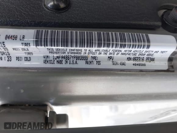 ✅ 2000 Jeep Wrangler Sport • VIN: 1J4FA49S7YP803999 • Лот: 43678888. Опубликован ранее на IAAI с пробегом 163 600 миль. Бесплатный доступ к архиву аукционных продаж из США и подробный отчёт об истории автомобиля на DreamBid. Изображение 9.