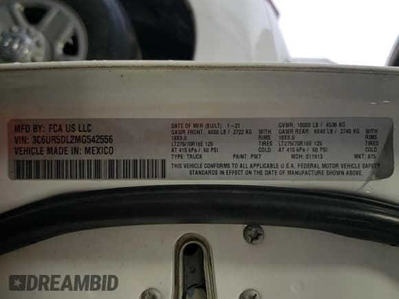 ✅ 2021 Ram 2500 Big Horn • VIN: 3C6UR5DL2MG542556 • Лот: 82114535. Опубликован ранее на Copart с пробегом 232 041 миль. Бесплатный доступ к архиву аукционных продаж из США и подробный отчёт об истории автомобиля на DreamBid. Изображение 12.