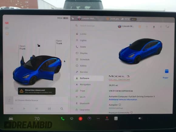 ✅ 2023 Tesla Model 3 Performance • VIN: 5YJ3E1ECXPF551538 • Lot: 42157417. Wystawiony na IAAI z przebiegiem 26 511 mil. Bezpłatny archiwum sprzedaży aukcyjnych z USA i szczegółowy raport historii pojazdu na DreamBid. Zdjęcie 17.