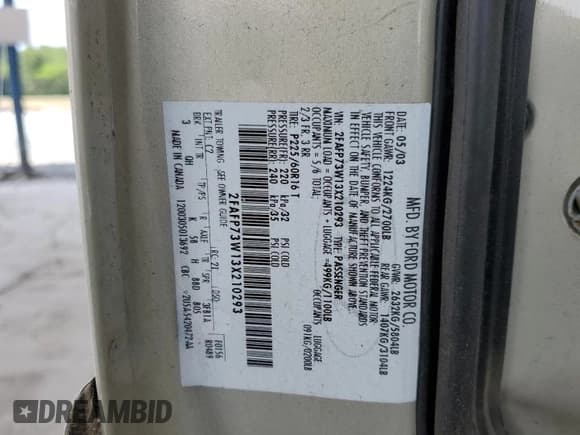 ✅ 2003 Ford Crown Victoria Standard • VIN: 2FAFP73W13X210293 • Lot: 58513185. Listed on Copart with 184,238 mi. Free auction sales archive from the USA and detailed vehicle history report at DreamBid. Image 12.