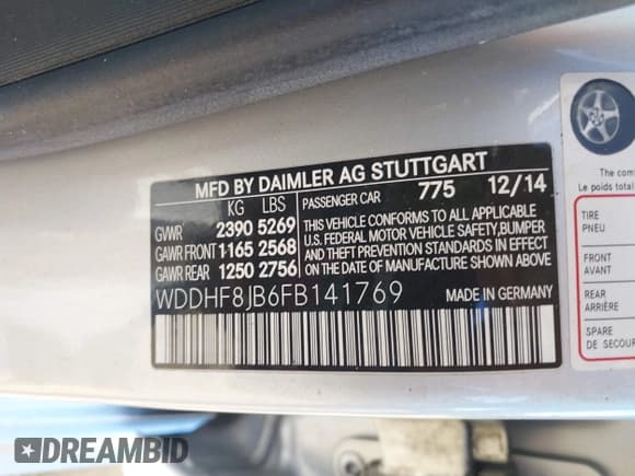 ✅ 2015 Mercedes-Benz E 350 Luxury • VIN: WDDHF8JB6FB141769 • Лот: 41478502. Опубликован ранее на IAAI с пробегом Не указан. Бесплатный доступ к архиву аукционных продаж из США и подробный отчёт об истории автомобиля на DreamBid. Изображение 9.