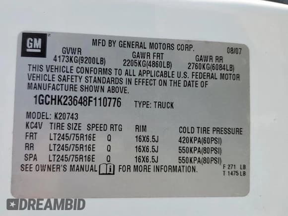 ✅ 2008 Chevrolet Silverado 2500HD LTZ • VIN: 1GCHK23648F110776 • Lot: 70132475. Wystawiony na Copart z przebiegiem 129 648 mil. Bezpłatny archiwum sprzedaży aukcyjnych z USA i szczegółowy raport historii pojazdu na DreamBid. Zdjęcie 12.