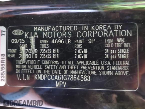 ✅ 2016 Kia Sportage SX • VIN: KNDPCCA61G7864583 • Lot: 42422010. Wystawiony na IAAI z przebiegiem 191 847 mil. Bezpłatny archiwum sprzedaży aukcyjnych z USA i szczegółowy raport historii pojazdu na DreamBid. Zdjęcie 9.