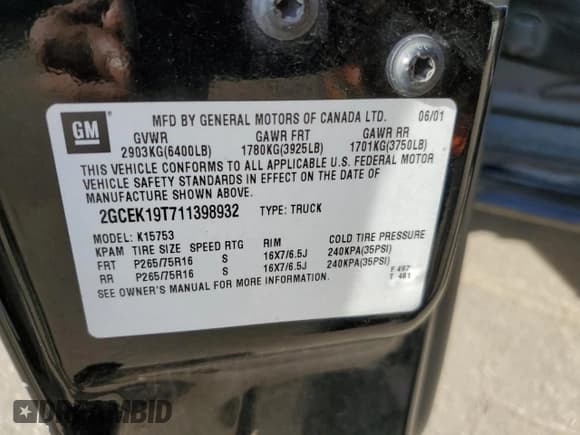 ✅ 2001 Chevrolet Silverado 1500 LS • VIN: 2GCEK19T711398932 • Лот: 75670674. Опубликован ранее на Copart с пробегом 217 769 миль. Бесплатный доступ к архиву аукционных продаж из США и подробный отчёт об истории автомобиля на DreamBid. Изображение 14.
