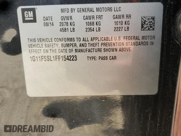 ✅ 2015 Chevrolet Malibu LTZ • VIN: 1G11F5SL1FF154223 • Лот: 68945025. Опубликован ранее на Copart с пробегом 71 212 миль. Бесплатный доступ к архиву аукционных продаж из США и подробный отчёт об истории автомобиля на DreamBid. Изображение 13.