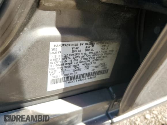 ✅ 2002 Nissan Altima SL • VIN: 1N4AL11D32C194629 • Лот: 58358725. Опубликован ранее на Copart с пробегом 281 993 миль. Бесплатный доступ к архиву аукционных продаж из США и подробный отчёт об истории автомобиля на DreamBid. Изображение 12.