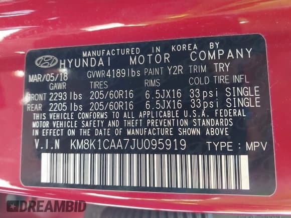 ✅ 2018 Hyundai Kona SE • VIN: KM8K1CAA7JU095919 • Лот: 43348319. Опубликован ранее на IAAI с пробегом 93 709 миль. Бесплатный доступ к архиву аукционных продаж из США и подробный отчёт об истории автомобиля на DreamBid. Изображение 9.