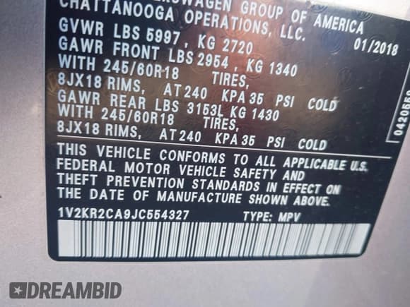 ✅ 2018 Volkswagen Atlas SE • VIN: 1V2KR2CA9JC554327 • Lot: 42766225. Wystawiony na IAAI z przebiegiem 157 749 mil. Bezpłatny archiwum sprzedaży aukcyjnych z USA i szczegółowy raport historii pojazdu na DreamBid. Zdjęcie 9.