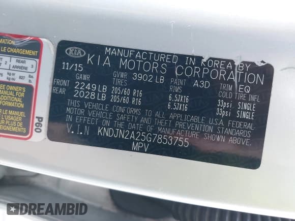 ✅ 2016 Kia Soul • VIN: KNDJN2A25G7853755 • Лот: 43206207. Опубликован ранее на IAAI с пробегом 117 359 миль. Бесплатный доступ к архиву аукционных продаж из США и подробный отчёт об истории автомобиля на DreamBid. Изображение 9.