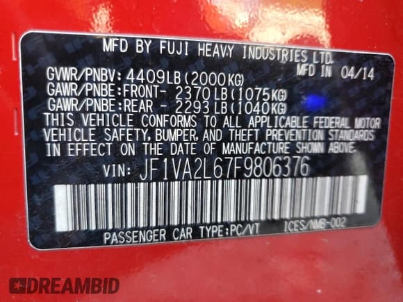 ✅ 2015 Subaru WRX STI • VIN: JF1VA2L67F9806376 • Lot: 85803374. Wystawiony na Copart z przebiegiem 121 309 mil. Bezpłatny archiwum sprzedaży aukcyjnych z USA i szczegółowy raport historii pojazdu na DreamBid. Zdjęcie 12.