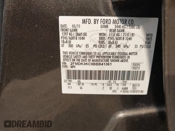 ✅ 2011 Ford Edge Limited • VIN: 2FMDK3KC9BBB41361 • Лот: 42902524. Опубликован ранее на IAAI с пробегом Не указан. Бесплатный доступ к архиву аукционных продаж из США и подробный отчёт об истории автомобиля на DreamBid. Изображение 9.