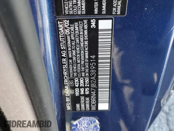 ✅ 2002 Mercedes-Benz C 230/260/280/320 • VIN: WDBRN47J82A389514 • Lot: 84328674. Listed on Copart with Not provided. Free auction sales archive from the USA and detailed vehicle history report at DreamBid. Image 12.