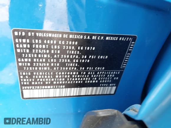 ✅ 2022 Volkswagen Taos SE • VIN: 3VVPX7B28NM011108 • Лот: 42636804. Опубликован ранее на IAAI с пробегом 42 304 миль. Бесплатный доступ к архиву аукционных продаж из США и подробный отчёт об истории автомобиля на DreamBid. Изображение 9.