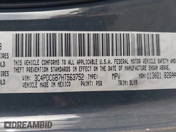 ✅ 2017 Dodge Journey Crossroad • VIN: 3C4PDCGB7HT563752 • Lot: 43286337. Listed on IAAI with 168,603 mi. Free auction sales archive from the USA and detailed vehicle history report at DreamBid. Image 9.