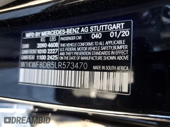 ✅ 2020 Mercedes-Benz C 300 • VIN: W1KWF8DB5LR573470 • Lot: 82531755. Listed on Copart with Not provided. Free auction sales archive from the USA and detailed vehicle history report at DreamBid. Image 13.