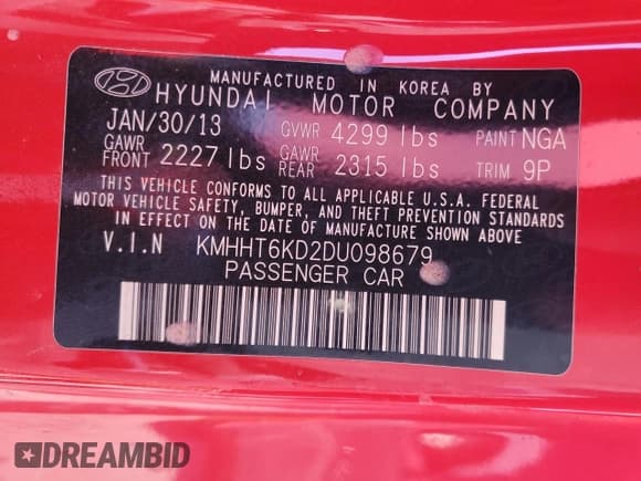 ✅ 2013 Hyundai Genesis Coupe R-Spec • VIN: KMHHT6KD2DU098679 • Lot: 87326334. Wystawiony na Copart z przebiegiem 46 086 mil. Bezpłatny archiwum sprzedaży aukcyjnych z USA i szczegółowy raport historii pojazdu na DreamBid. Zdjęcie 14.