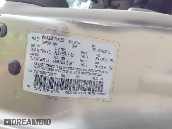 ✅ 2002 Chrysler PT Cruiser • VIN: 3C4FY48B12T260817 • Lot: 42469560. Listed on IAAI with 106,223 mi. Free auction sales archive from the USA and detailed vehicle history report at DreamBid. Image 9.