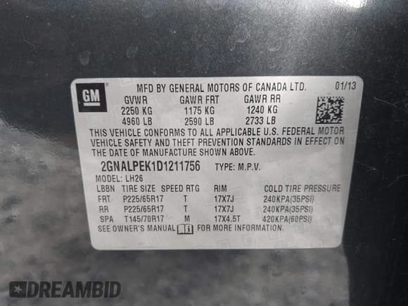 ✅ 2013 Chevrolet Equinox LT • VIN: 2GNALPEK1D1211756 • Лот: 43694737. Опубликован ранее на IAAI с пробегом 158 131 миль. Бесплатный доступ к архиву аукционных продаж из США и подробный отчёт об истории автомобиля на DreamBid. Изображение 9.