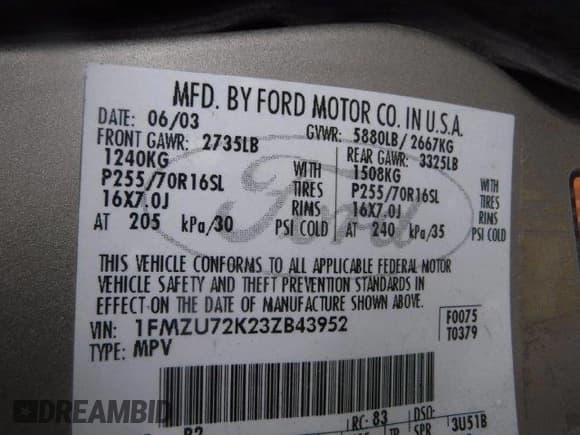 ✅ 2003 Ford Explorer XLS • VIN: 1FMZU72K23ZB43952 • Lot: 52150285. Listed on Copart with 161,828 mi. Free auction sales archive from the USA and detailed vehicle history report at DreamBid. Image 12.