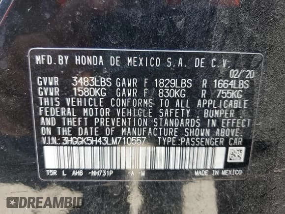 ✅ 2020 Honda Fit LX • VIN: 3HGGK5H43LM710557 • Lot: 55257025. Listed on Copart with Not provided. Free auction sales archive from the USA and detailed vehicle history report at DreamBid. Image 12.