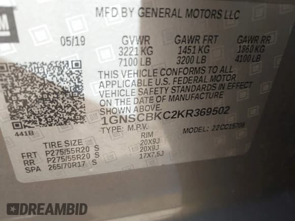 ✅ 2019 Chevrolet Tahoe LT • VIN: 1GNSCBKC2KR369502 • Лот: 42818933. Опубликован ранее на IAAI с пробегом Не указан. Бесплатный доступ к архиву аукционных продаж из США и подробный отчёт об истории автомобиля на DreamBid. Изображение 9.