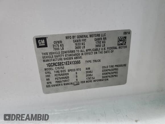 ✅ 2014 Chevrolet Silverado 1500 LTZ • VIN: 1GCRCSEC1EZ413366 • Lot: 52286895. Wystawiony na Copart z przebiegiem 158 252 mil. Bezpłatny archiwum sprzedaży aukcyjnych z USA i szczegółowy raport historii pojazdu na DreamBid. Zdjęcie 15.