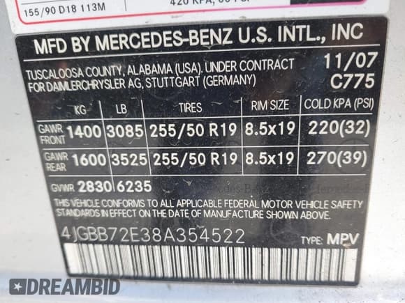 ✅ 2008 Mercedes-Benz M 550 • VIN: 4JGBB72E38A354522 • Lot: 43066073. Listed on IAAI with 90,356 mi. Free auction sales archive from the USA and detailed vehicle history report at DreamBid. Image 9.