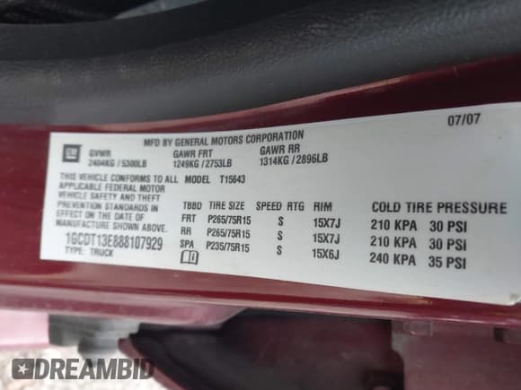 ✅ 2008 Chevrolet Colorado 2LT • VIN: 1GCDT13E888107929 • Lot: 43673128. Listed on IAAI with 176,503 mi. Free auction sales archive from the USA and detailed vehicle history report at DreamBid. Image 9.
