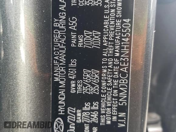 ✅ 2022 Hyundai Tucson SEL • VIN: 5NMJBCAE3NH145504 • Lot: 72986924. Wystawiony na Copart z przebiegiem 19 523 mil. Bezpłatny archiwum sprzedaży aukcyjnych z USA i szczegółowy raport historii pojazdu na DreamBid. Zdjęcie 12.