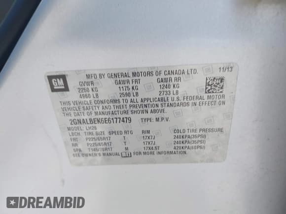 ✅ 2014 Chevrolet Equinox LT • VIN: 2GNALBEK6E6177479 • Lot: 43723007. Wystawiony na IAAI z przebiegiem 142 616 mil. Bezpłatny archiwum sprzedaży aukcyjnych z USA i szczegółowy raport historii pojazdu na DreamBid. Zdjęcie 9.