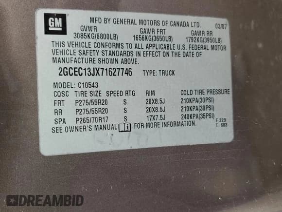 ✅ 2007 Chevrolet Silverado 1500 1LT • VIN: 2GCEC13JX71627746 • Lot: 71472864. Listed on Copart with 181,689 mi. Free auction sales archive from the USA and detailed vehicle history report at DreamBid. Image 12.