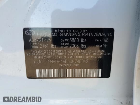 ✅ 2016 Hyundai Elantra SE • VIN: 5NPDH4AE5GH748042 • Lot: 90401815. Listed on Copart with 115,991 mi. Free auction sales archive from the USA and detailed vehicle history report at DreamBid. Image 13.