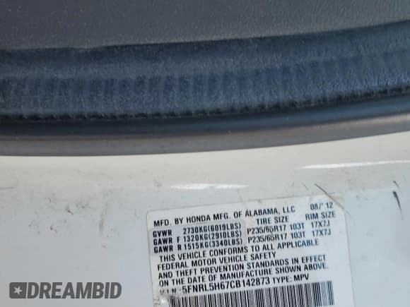 ✅ 2012 Honda Odyssey EX-L • VIN: 5FNRL5H67CB142873 • Лот: 92341135. Опубликован ранее на Copart с пробегом 247 826 миль. Бесплатный доступ к архиву аукционных продаж из США и подробный отчёт об истории автомобиля на DreamBid. Изображение 14.