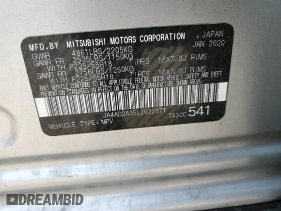 2020 Mitsubishi Outlander ES с VIN JA4AD2A35LZ032871, выставлен на аукционе Copart как лот 81751605 с пробегом 87 239 миль миль и Списание • Salvage title. История ставок и продаж доступна на DreamBid. Изображение 14.