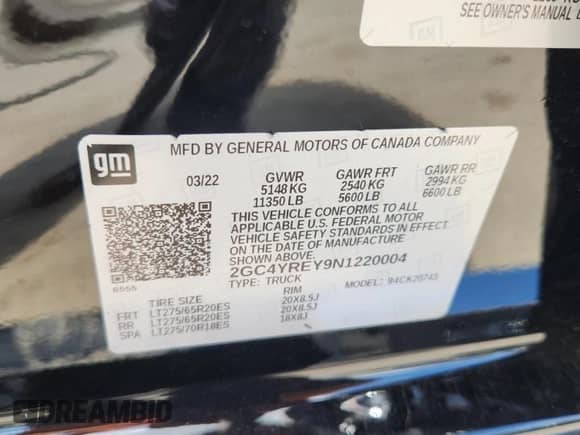 2022 Chevrolet Silverado 2500HD High Country с VIN 2GC4YREY9N1220004, выставлен на аукционе Copart как лот 61531945 с пробегом 37 018 миль миль и Списание • Salvage title. История ставок и продаж доступна на DreamBid. Изображение 12.