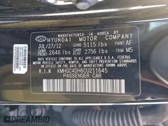 ✅ 2012 Hyundai Genesis R-Spec • VIN: KMHGC4DH6CU211645 • Лот: 94557985. Опубликован ранее на Copart с пробегом 207 814 миль. Бесплатный доступ к архиву аукционных продаж из США и подробный отчёт об истории автомобиля на DreamBid. Изображение 12.